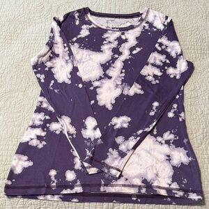 Relativity Purple and White Tie-Dye Long Sleeve Top